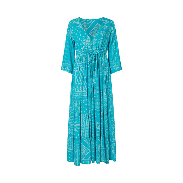 Sample: Turquoise tiered maxi dress (UK size 10-12)