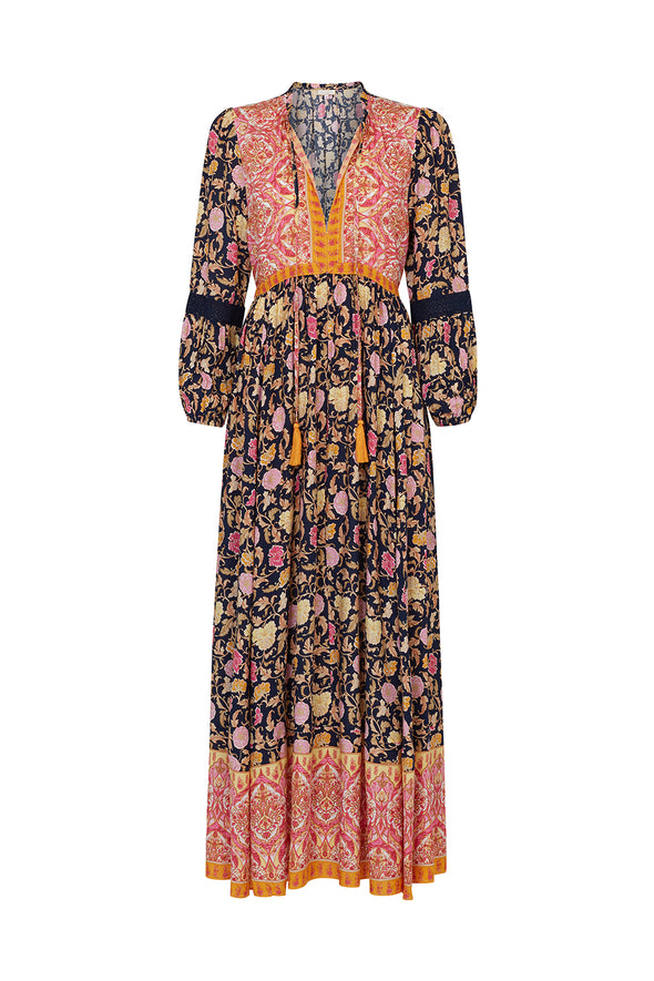 Sample: Miramar dress in navy with pink bodice (UK size 10-12)