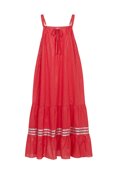 Sample: Red lurex beach dress (UK size 10-14)