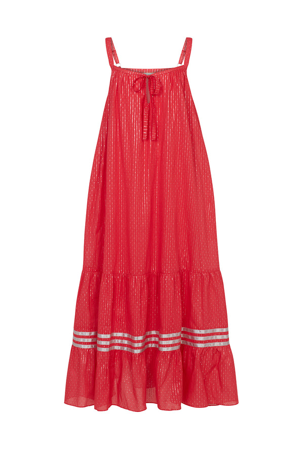 Sample: Red lurex beach dress (UK size 10-14)