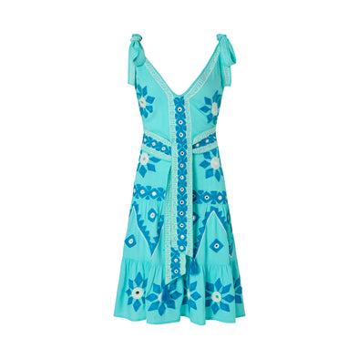 Sample: Embroidered turquoise beach dress (UK size 10-14)