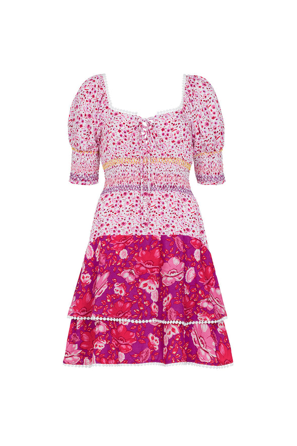 Stinson in pink with contrasting skirt pattern (size medium)